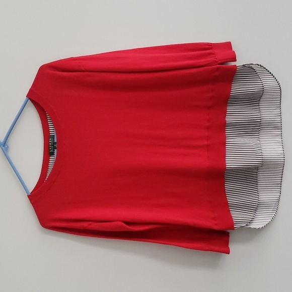 Lauren Ralph Lauren Sweaters - Lauren Ralph Lauren Red Crew Neck Mixed Media Sweater Size Medium